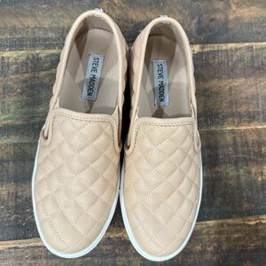 Steve Madden Beige Quilted Slip-On Sneakers